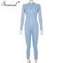 Simenual Ribbed Fitness Active Wear Rompers Womens Jumpsuit Zipper V Neck Sexy Fashion 2019 Long Sleeve Workout Sporty Jumpsuits