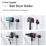 XIGOO Hair Dryer Holder Self Adhesive - Wall Mount Bathroom Hair Blow Dryer Rack Organizer Fit for Most Hair Dryers (Upgrade Black)