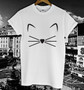 Cat Face beard Print Women T shirt Cotton Casual Funny Shirt For Lady Gray White Top Tee Hipster Z-232