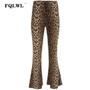 FQLWL Sexy Club Leopard Wide Leg Pants Women Trousers Snake Print High Waist Skinny Pants Female Streetwear Bodycon Flare Pants