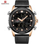 NAVIFORCE Top Brand Men Military Sport Watches Leather LED Digital Quartz Wrist Watch Waterproof Fashion Clock Relogio Masculino