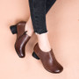 GKTINOO 2019 Retro Style Handmade Shoes Women Thick With Heels Pumps Round Toe High Heels Genuine Leather