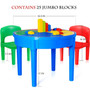 Kids Activity Table, 4 in1 Water Table, Play Table, Building Blocks Table and Storage for Toddler Kids Boys Grils, Includes 1 Table, 2 Chairs and 25 Jumbo Bricks