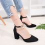 Women Sandals Pointed Toe Summer Shoes Women Buckle Med Heels Sandals Females Shoes