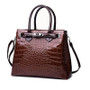 Business women shoulder bag luxury handbags 2019 patent leather female totes wine red crocodile alligator bag Fengting