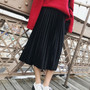 New 2019 Autumn And Winter High Waisted Skinny Female Velvet Skirt Pleated Skirts Pleated Skirt Free Shipping