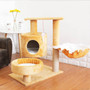 Solid Wood Cat Tree House with Hanging Ball