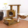 Solid Wood Cat Tree House with Hanging Ball