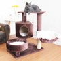 Solid Wood Cat Tree House with Hanging Ball