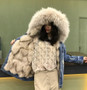 Thick Warm Real Fox Fur Lining Denim Jacket Coat Parkas Natural Raccoon Fur Collar Women Real Fur Coat