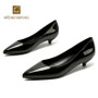 Ladies Shoes Black Pumps Patent Leather 3CM Low Heel Shoe Nude Office Shoes Elegant Women Wedding Party Shoes Big Size K-221