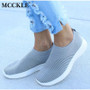 MCCKLE Plus Size Women Casual Knitting Sock Sneakers Stretch Flat Platform Fashion Ladies Slip On Shoes Female Leisure Footwear