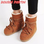 HOT Sale Winter Snowboots Plush Inside Lace Up Warm Winter Boots Short Booties Snow Women Shoes Flats Chealsa Botas Femininas