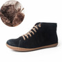 100% Genuine leather cow suede casual ankle women winter Boots Comfortable quality soft handmade flat Shoes with fur black grey