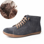100% Genuine leather cow suede casual ankle women winter Boots Comfortable quality soft handmade flat Shoes with fur black grey
