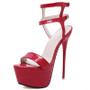 Size 34-46 Pu Leather High Heels Sandals 16cm Stripper Shoes Summer Wedding Party Shoes Women Gladiator Platform Sandals