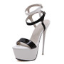 Size 34-46 Pu Leather High Heels Sandals 16cm Stripper Shoes Summer Wedding Party Shoes Women Gladiator Platform Sandals