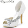 Women Shoes Wedding Bridal Platform High Heel Ivory White Crystal Peep toe Bride Bridesmaid ladies Prom Pumps Navy Blue HP1560IA