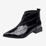 Women Low Heels Ankle Boots Spring Autumn Pumps Female Gladiator Ring Zipper Pointed Toe Patent Leather Shoes Ladies Footwear