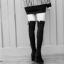 Thigh High Boots Fashion Over The Knee Boot Stretch Flock Over knee High Heels Boots Woman Shoes Black Lace Fleeces Boots Warm