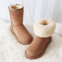 G&Zaco Luxury Sheepskin Snow Boots Winter Sheep Fur Wool Snow Boots Classic Thick  Middle Button Women Leather Wool Boots Shoes