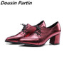 Dousin Partiin Spring/ Autumn Women pumps Shoes Woman Platform Lace Up Black Pointed Toe Square High Heels N745632145 35-40