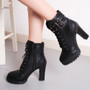 Women Sexy High Heels Platform Ankle Boots Thin Heel Lace-Up Boots Shoes