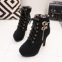 Women Sexy High Heels Platform Ankle Boots Thin Heel Lace-Up Boots Shoes