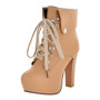 Fashion Female Sexy Platform  High Heel Ankle Shoe Lace Up Round Toe Short Boots