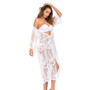 Sexy Ladies Summer Beach Kimonos White Floral Lace Cardigans Tops Bikini Vestidos Mujer Women's Dress