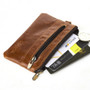 New  Genuine Leather Slim Wallets Men Coin Purses Zipper Short Wallet Male Purse Card key Holder Small Men Mini Wallet for Men