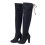 Women boot Faux Suede Women Over The Knee Boots Lace Up Sexy High Heels Shoes Woman Female Slim Thigh High Boots Botas 35-43