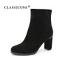 CLASSICONE shoes woman winter ankle boots genuine leather suede warm wool high heels fur snow boots shoes women's brand fashion
