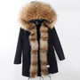 mini True Fur Parka women jacket winter Hooded Warm raccoon fur coat  Natural raccoon fur casual Parkasfaux fur coatLining