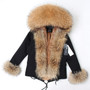 mini True Fur Parka women jacket winter Hooded Warm raccoon fur coat  Natural raccoon fur casual Parkasfaux fur coatLining