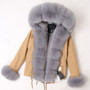 mini True Fur Parka women jacket winter Hooded Warm raccoon fur coat  Natural raccoon fur casual Parkasfaux fur coatLining