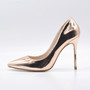 GENSHUO Women Sexy Pumps Shoes 10cm/12cm Rose Gold Pointed Toe High Heeled Shoes for Women Party Prom Metallic Pointy Toe Pumps