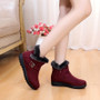 Winter Women Ankle Boots New Fashion Flock Wedge Platform Winter Warm Red Black Snow Boots Shoes For Female Plus Size 40 41
