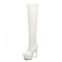 Plus size 46 Sexy Over the Knee Boots Women Sexy Thin High Heel Thigh high Boots Platform Party Night club Shoes Woman White