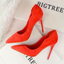 BIGTREE2018New Super High Women Shoes Pointed Toe Flock Women Pumps  Fashion Sexy  High Heels Office Shoes Women Wedding Shoes