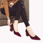 Free shipping 2018 spring and autumn suede shoes Women Pumps Pointed thick heels temperament elegant rhinestone women's shoes