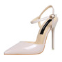 {D&Henlu} Wedding Shoes Party Shoes Women Pointed Toe Slingbacks Pumps Thin Heel Buckle Strap High Heels Pumps Sexy White Pump