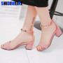 metal String Bead Summer Women Sandals Open Toe shoes Women's Sandles Square heel Women Shoes Korean Style Gladiator Shoes m668