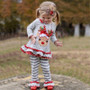 Christmas Girls Clothing Set Kids Deer Long Sleeve Top Ruffle Top + Striped Pants Cute Outfit Set Clothes