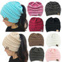 CC Ponytail Beanie Winter Hats For Women Crochet Knit Cap Skullies Beanies Warm Caps Female Knitted Stylish Hat Ladies Fashion