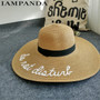 NEW brand new letter embroidery Big brim sun hats straw hats for women summer