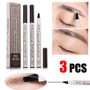 HOT Unique 3-tooth Nib Design Profesional Durable 3Pcs Eyebrow Tattoo Pen Waterproof Fork Tip Sketch Makeup Pen Microblading Ink