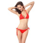 Women Eye-catching Shiny Bikini Micro Halter Top + G-String Set Swimsuit