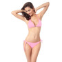 Women Eye-catching Shiny Bikini Micro Halter Top + G-String Set Swimsuit