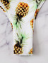Pineapple Express - Knot Front Pineapple Print Top With High Leg Bikini Set